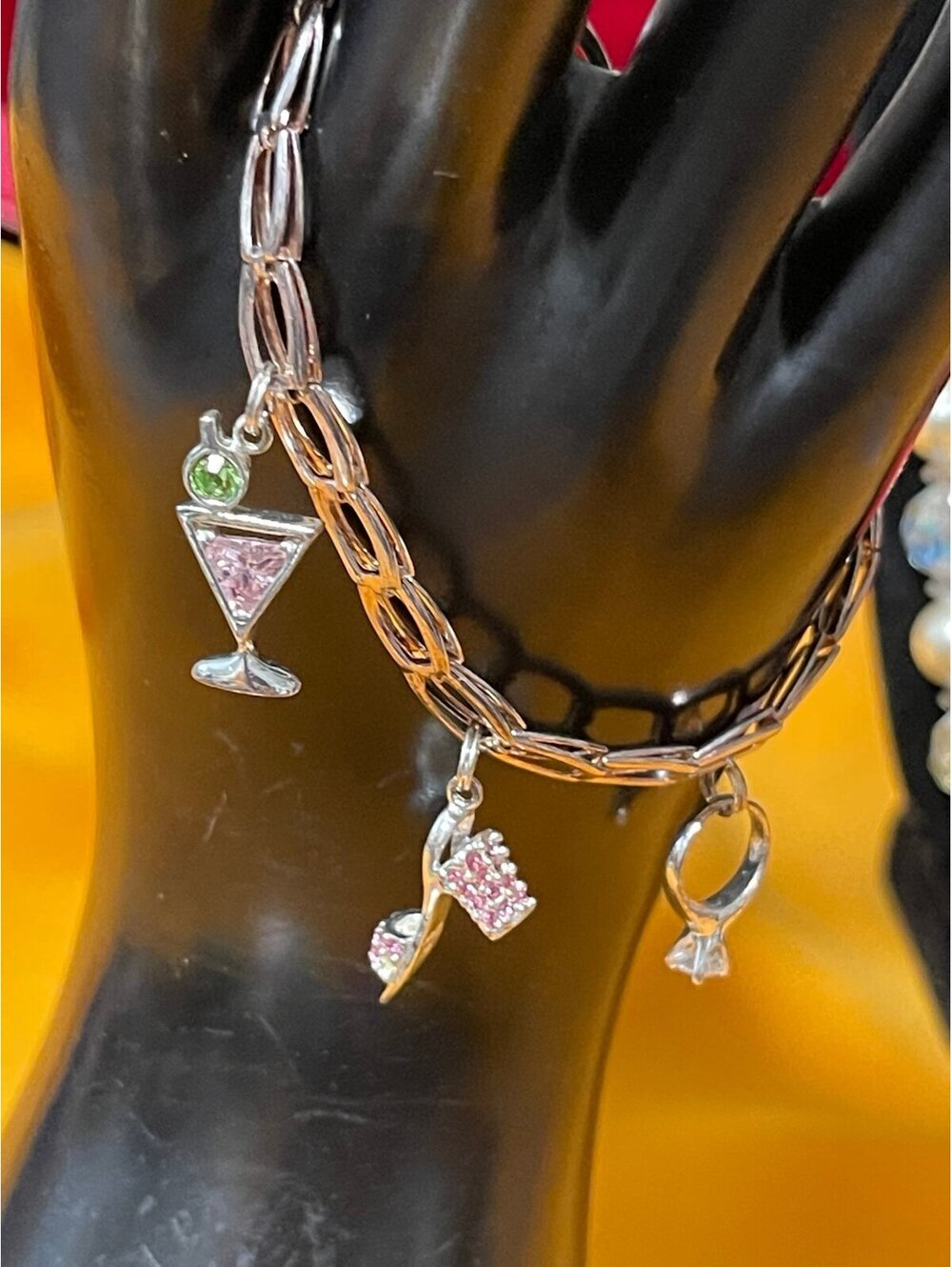 Sterling Silver Italian Charm Designer Bracelet with Fun Sterling Charms